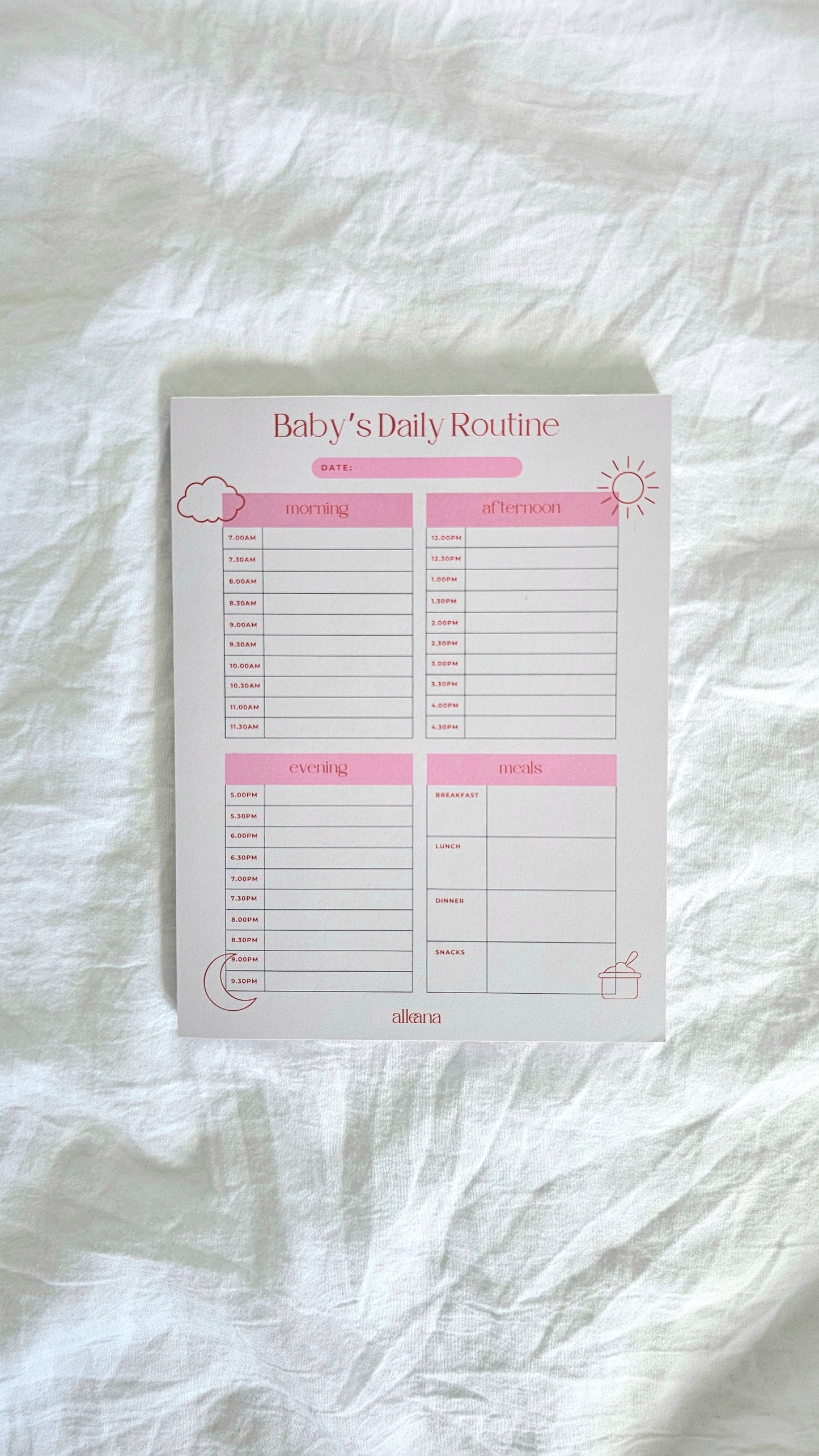Baby’s Daily Routine Planner Pad