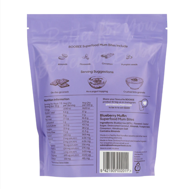 Boobee Superfood Mum Bites - Blueberry Muffin