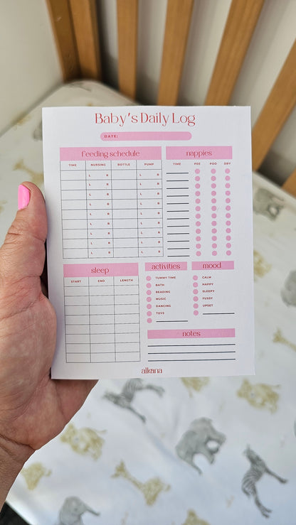 Daily log planner pad page layout detail