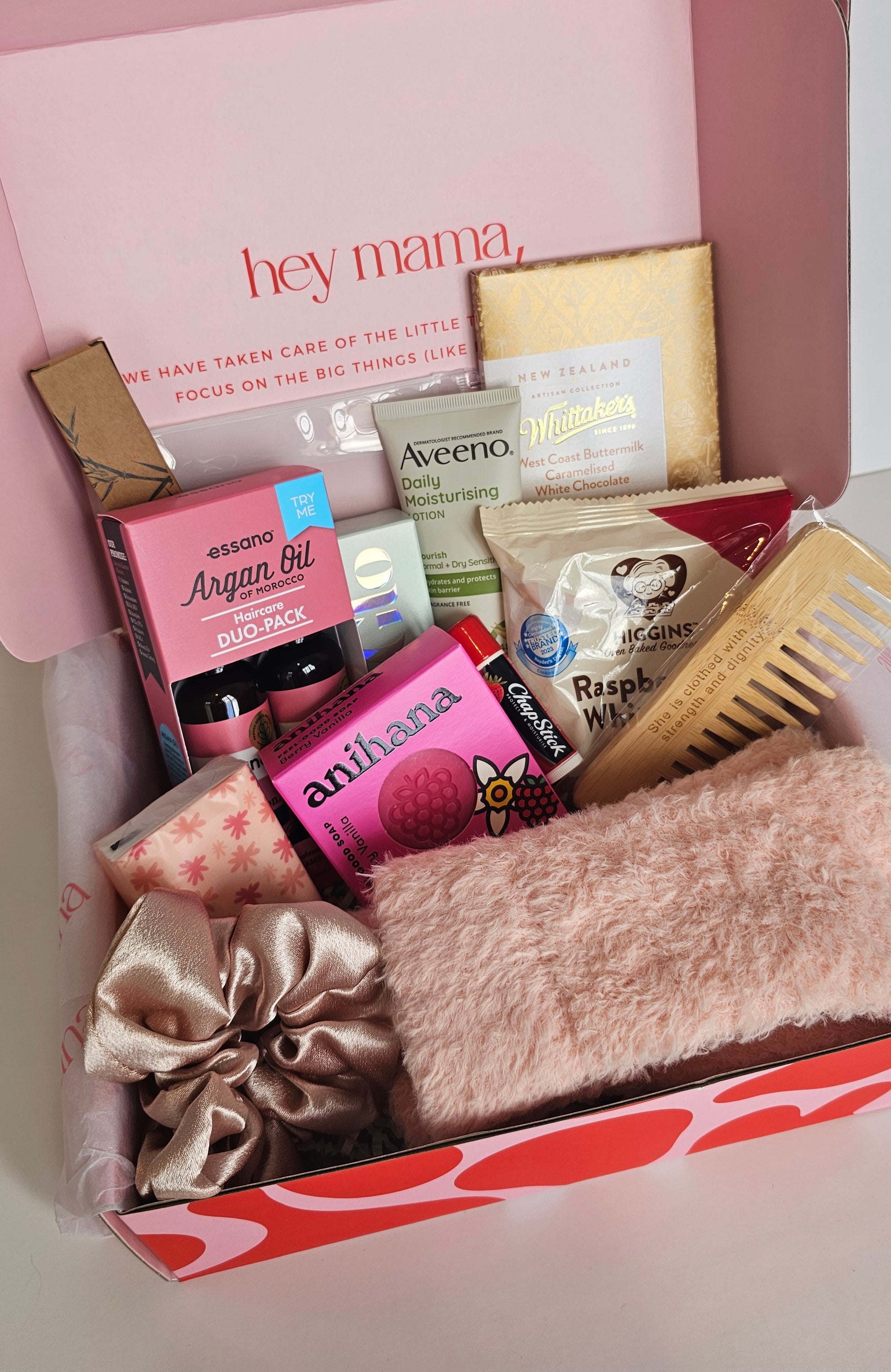 Luxury hospital bag gift bundle contents laid out
