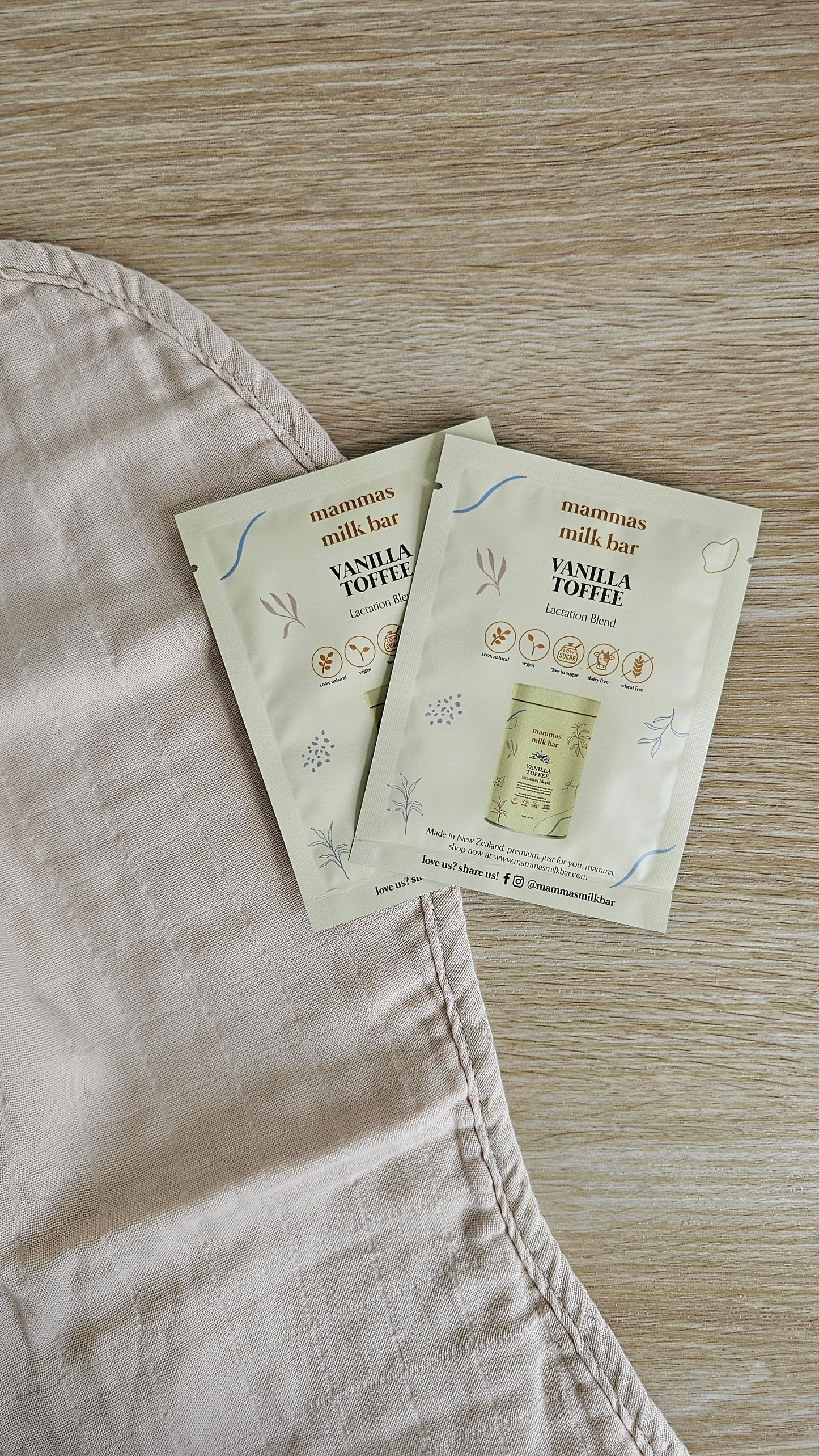 Mammas Milk Bar vanilla toffee lactation blend sachets