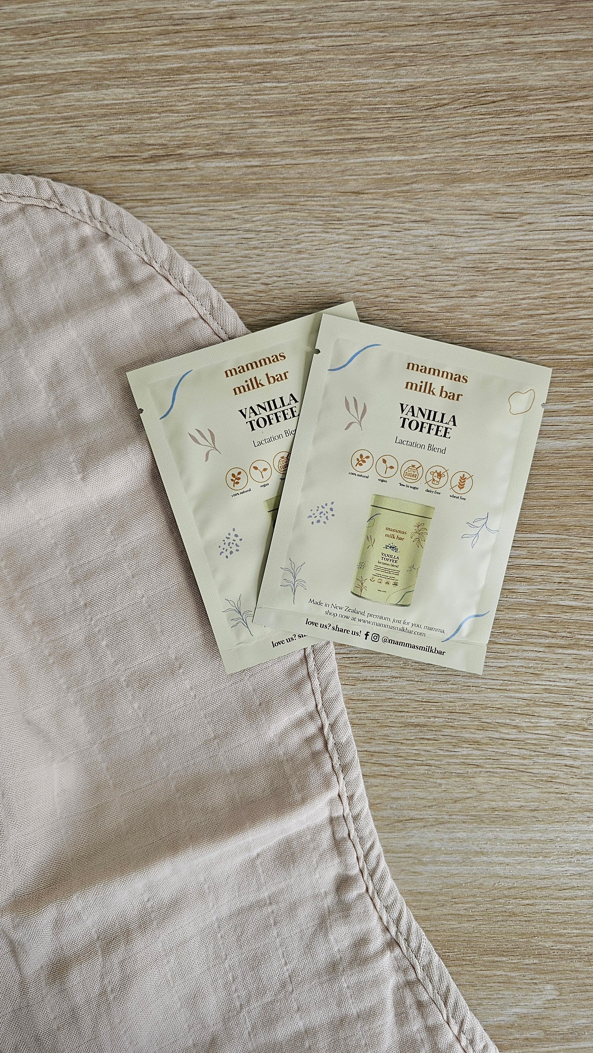 Mammas Milk Bar vanilla toffee lactation blend sachets
