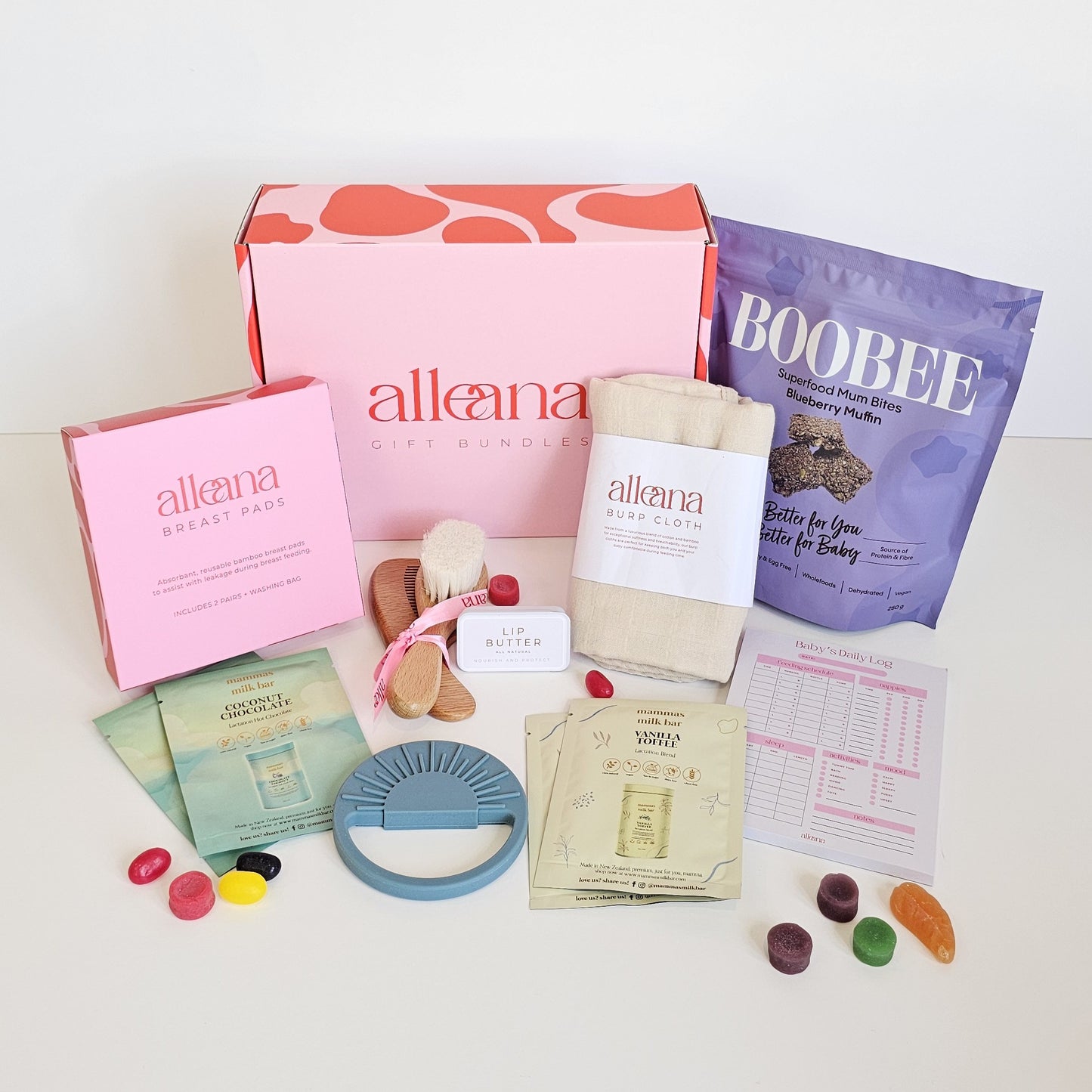 Baby boy pamper bundle contents laid out